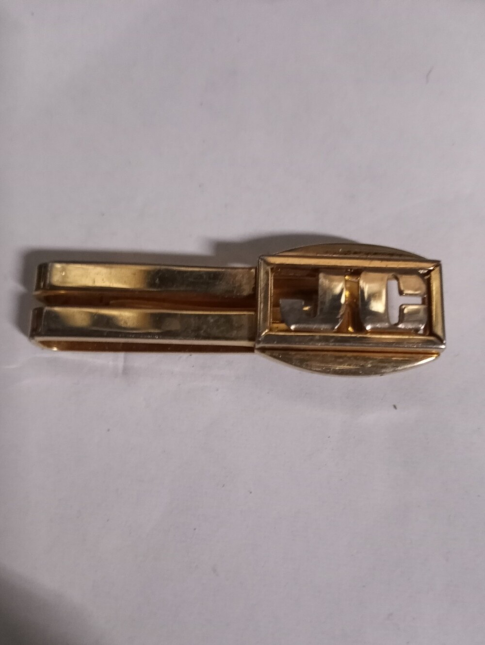Gold Tone Tie Clip with Initial Detail - SWANK